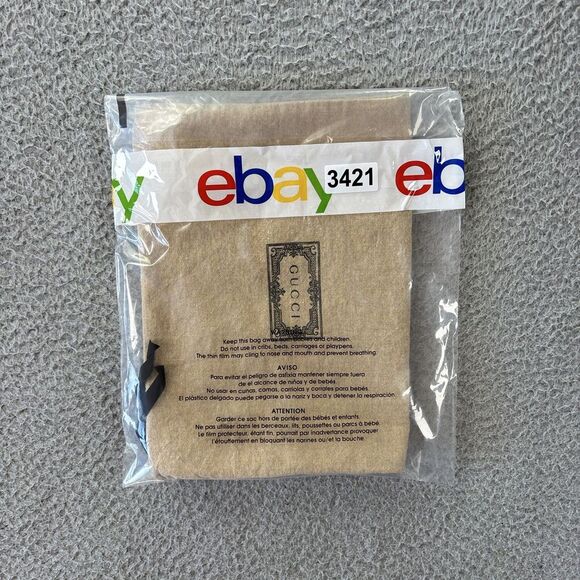 Gucci‎ Dust Bag 15" x 10.75" Beige Burlap Sack Style Drawstring - Picture 10 of 10